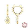 wholesale S925 Sterling Silver Geometric Octagonal Star Pearl and Diamond Accent Lock Drop Earrings-0-5