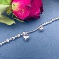 wholesale S925 Sterling Silver Fashion Crushed Silver Heart Ballpoint Plain Silver Bracelet, Niche and Sophisticated Sweet Beaded Bracelet to Gift Girls-0-2