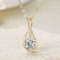 S925 Sterling Silver D Color Moissanite Teardrop Pendant Necklace-0-2