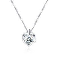 wholesale PT950 gold-plated S925 sterling silver necklace for women with love cube pendant and moissanite-50-point moissanite (with cross chain)  925 silver