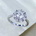 wholesale S925 silver 6mm round diamond zirconia halo engagement wedding ring for women, trending on Xiaohongshu-0-2