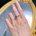 wholesale S925 silver jewelry oval 4*6 white diamond mixed-color tanzanite pave ring for womenins-0-3
