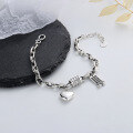 wholesale S925 Sterling Silver Retro Abacus Barrel Heart Multi-Element Charm Bracelet Ins Forest Minimalist Style Hand Accessory-0-1