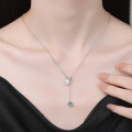S925 Sterling Silver Moissanite Necklace with Pearl and Tassel Pendant-0-2