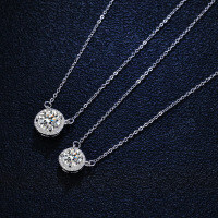 Sterling Silver 1-Carat Moissanite Pendant Necklace for Women-1 carat (set with moissanite)  925 silver