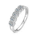 S925 Silver Classic Halo Five-Stone Moissanite Engagement Ring-0-3