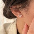 wholesale S925 Sterling Silver Stone-Studded Bow Earrings for Women, Fresh and Minimalist Exquisite Earrings Trendy Accessory-0-3