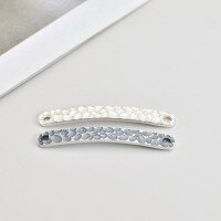 wholesale Metal material pure silver Thailand hand-made silver engraved hammered texture DIY braided hand rope curved piece connector couple bracelet accessories wholesale-Antique single 5000244