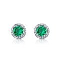 wholesale S925 Silver Vintage-Inspired Luxury Green Cultivated Emerald Earrings for Women, Cross-Border New Product Wholesale from Manufacturers-0-4