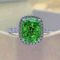 wholesale Sterling silver, new Zhu Zhifan natural green spirit high-carbon diamond ring hand-set 8*10 minimalist women's ring-Green 8