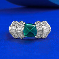 wholesale 925 Silver Gold Plated Ring for Women, European and American Luxury Ins Style Square-Cut Lab-Grown Emerald Gemstone Ring-R279 Emerald No. 8