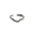 wholesale S925 Sterling Silver 2211 Korean Version Ins Retro Distressed Twist Braided Ring Women's Versatile Personality Silver Band Ring-0-4