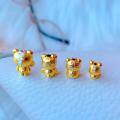 wholesale S925 antique silver gold-plated cartoon violent bear small bear accessories DIY bracelet necklace ornaments large-hole spacer beads pure silver-0-2