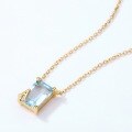 wholesale S925 Gold-Plated Silver Japanese Minimalist Sky Topaz Geometric Ladder Square Pendant Necklace for Women, Korean Style Letter Wholesale-0-4
