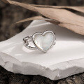 wholesale S925 Sterling Silver 366 Natural Love Mother-of-Pearl Shell Ring for Women, High-End Sense, Small and Personal, Ins-style Heart-shaped Silver Ring-0-0