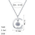 S925 Silver Full Moissanite Necklace for Women, Elegant Pendant Collarbone Chain-0-3