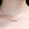 wholesale S925 Sterling Silver Moissanite Women's Fish-shaped Bow Simple and Fashion Pendant Micro-paved Niche Design Collarbone Chain-0-3