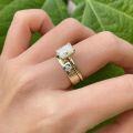 wholesale 18k Gold Plated S925 Silver 15mm Moissanite Clover Engagement Ring Set for Women Stackable-0-2
