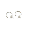 wholesale S925 Sterling Silver Geometric Half-Moon Line Pearl Earrings-0-4
