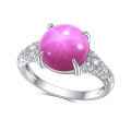 wholesale S925 Silver European and American Luxury Design High-End Ring with Lab-Created Six-Ray Star Ruby and Sapphire-0-4