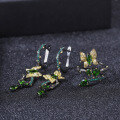 wholesale S925 Silver Secret Garden Designer Butterfly Earrings, Natural Style with Genuine Gemstone Diopside Ear Drops-0-2