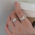 wholesale S925 sterling silver matte geometric open ring for women, Korean minimalist high-end niche design-0-4