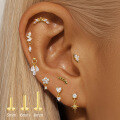 wholesale S925 Sterling Silver Geometric Diamond-Studded Flat Spiral Cartilage Earring-0-1
