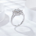 18k Gold Plated 925 Silver 1ct Moissanite Round Sunflower Series Wedding Ring-0-1
