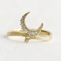 wholesale S925 Silver Star and Moon White Zircon Ring for Women, Small and Exquisite, Dunli Jewelry Wholesale Autumn Sweet Dream Series-0-1