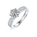 925 Silver Moissanite Six-Prong Star Ring Micro-Set Light Luxury Jewelry-0-3