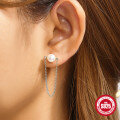 wholesale 925 Sterling Silver Hot-sell Pearl And Zircon Drop Earrings With Chain Tassel-0-2