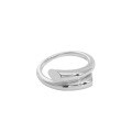 wholesale S925 Sterling Silver Korean Version INS Style Minimalist Crossover Asymmetric Polished Flared Ring for Women-0-4