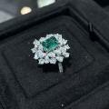 Metal Alloy Sparkling Emerald Necklace Earrings Ring Jewelry Set-0-1