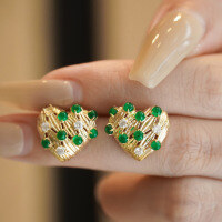 wholesale S925 Sterling Silver Red Elk All-Over Love Stud Earrings French Light Luxury Original Individuality Explosive Style Full Diamond Trendy Cool-BE0182-Gold 925 Silver