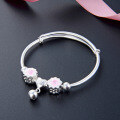 wholesale S990 Silver Korean Fashion Cross-Border New Accessories Women's Bracelet Simple and Stylish Solid Silver Floral Bangle Jewelry-0-2