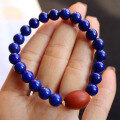 wholesale Metal material first: Natural Lapis Lazuli 8mm Old Mine Material Imperial Blue Single Strand Bracelet Imperial Blue Round Bead Bracelet Live Streaming Supply Chain-0-2
