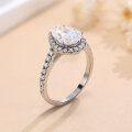 wholesale S925 sterling silver plated with 18K gold, 2-carat cross-border moissanite ring, women's halo-set pear-shaped fashion engagement ring-0-2