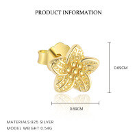 wholesale S925 Sterling Silver Bohemian Floral Earrings for Women, Fashionable and Versatile with a Luxurious Minimalist Design-E5372-Gold/Single 925 Silver