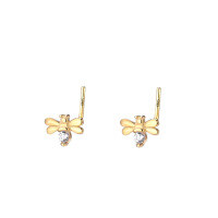 wholesale 925 Sterling Silver Zirconia Bee L-shaped Nose Stud Piercing Jewelry Qingdao Wholesale-Gold (single) 20G