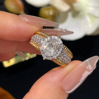 wholesale S925 Sterling Silver Gold-Plated 6*8 Oval Gold-Filled High-End Fashion Ring for Women-R938 White Diamond No. 9