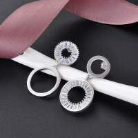 wholesale S925 Sterling Silver Korean Japanese Style Women's Earrings, Minimalist and Elegant Diamond-Studded Hoop Earrings, Simple and Fashionable Silver Jewelry Wholesale-Earrings-Not with Silver Earrings 925 Silver