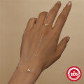wholesale S925 Sterling Silver Petal Flower Finger Chain with Diamonds, Women's Trendy and Elegant Ring Chain-0-1