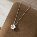 wholesale 925 Silver Fresh and Sweet Ins-Style Niche Design Diamond-Inlaid Brushed Five-Petal Flower Necklace Y02148-0-2