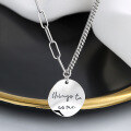 wholesale S925 Sterling Silver Double-layer Round Pendant Letter Necklace Minimalist Stylish Luxury Collarbone Chain-0-3