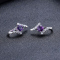 wholesale S925 Silver Custom Natural Amethyst Ring and Stud Earrings Two-Piece Set Set with Natural Colored Gemstone Jewelry-0-1