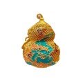 wholesale S925 pure silver antique gold fine craftsmanship enamel Pi Xiu gourd pendant filigree openwork necklace pendant, Chinese trendy new Chinese style-0-4