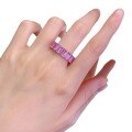 wholesale 925 Silver Cross-Border New 4*6 Rectangular Sakura Pink Row Diamond Ring for Women,Ins Full Diamond Ring, Dropshipping-0-4