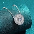 S925 Sterling Silver Moissanite Sunflower Pendant Necklace-0-0