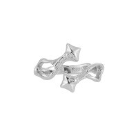wholesale S925 Sterling Silver Hollowed-out Four-point Star Diamond Inlay Ring for Women, High-end Sense, Small and Fresh, Personalized Temperament, Open Adjustable Silver Ring-Platinum [No. 13/Adjustable] Opening adjustable
