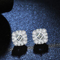 S925 Silver Four-Prong Stud Earrings with Square Emerald Moissanite-0-1